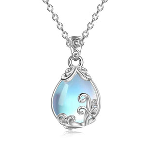 Sterling Silver Moonstone Filigree Teardrop Necklace Jewelry