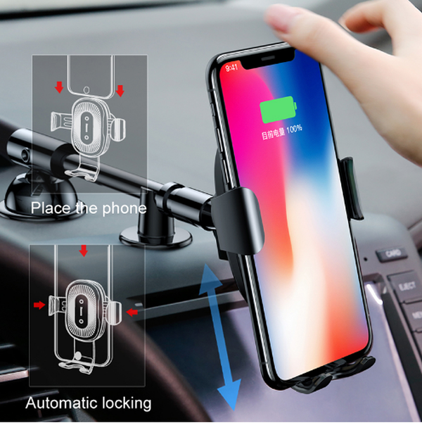 Compatible With QI Wireless Charger Gravity Car Holder - Minihomy