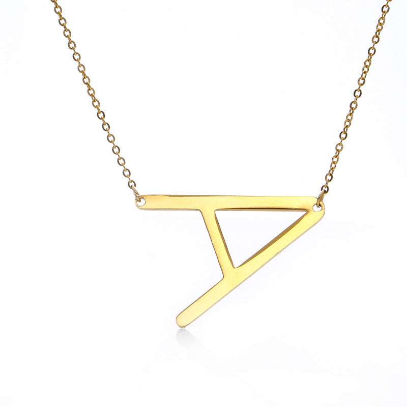 Fabulous Rose Gold Plated Stainless Steel Initial Letter Pendant Necklace - Minihomy