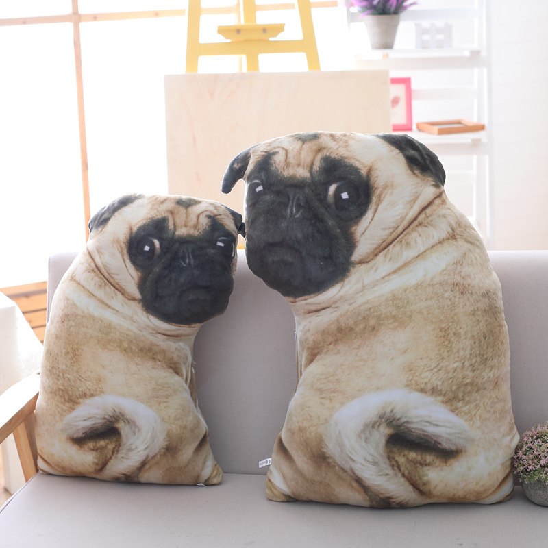 3D Simulation Bell dog Plush Toy Pillow Real Life Doll Funny Pug Dog Doll Nap Soft Sofa Pillow - Minihomy