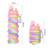 Foldable Water Bottle Leakproof Fold Silicone Cute Water Bottles Kids Cup with Straw