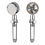 Turbo Propeller Shower Head Water Saving High Preassure Flow 360 Degrees With Fan Extension