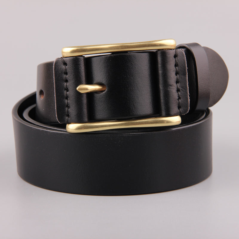 Men's Brass Buckle Denim Belt - Casual & Stylish