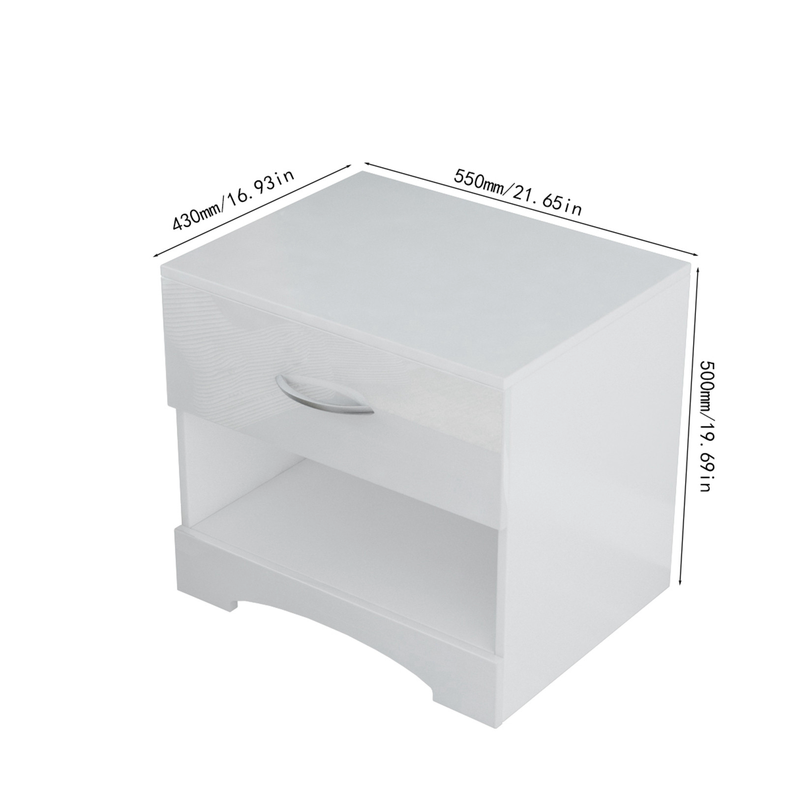 Modern High-gloss Bedside Table Storage Cabinet With One Drawer