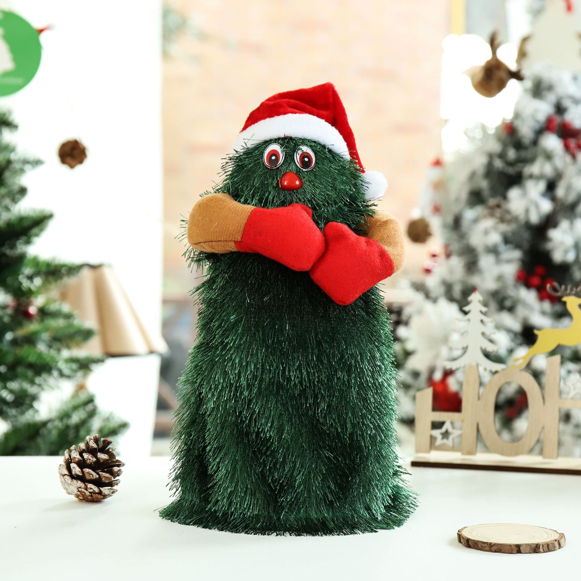 Electric Toy Electric Plush Toy Doll Funny Cute Green Electronic Xmas Tree Musical Santa Claus Toy Christmas Decoration - Minihomy