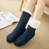 Casual Plus Velvet Mid-tube Ladies Snow Slippers Carpet Socks - Minihomy