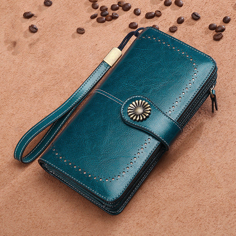 Hollow Women Clutch Leather Female Long Wallet