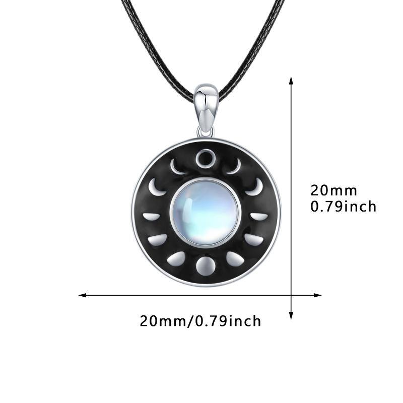 Moon Phase Necklace Moonstone Pendant S925 Sterling Silver Round Lunar Phases of The Moon Jewelry - Minihomy