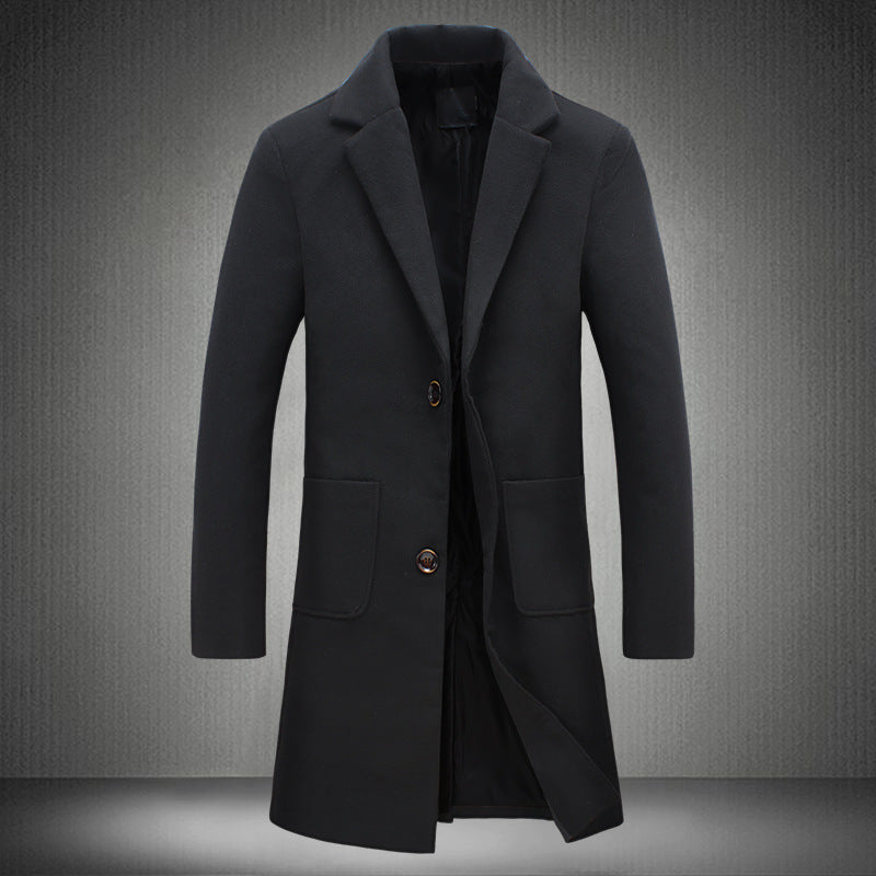 Mid-length Coat Men's Slim Handsome Woolen Coat - Minihomy