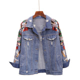 Loose Heavy Industry Embroidered Beaded Sequins Slimming Denim Jacket Women