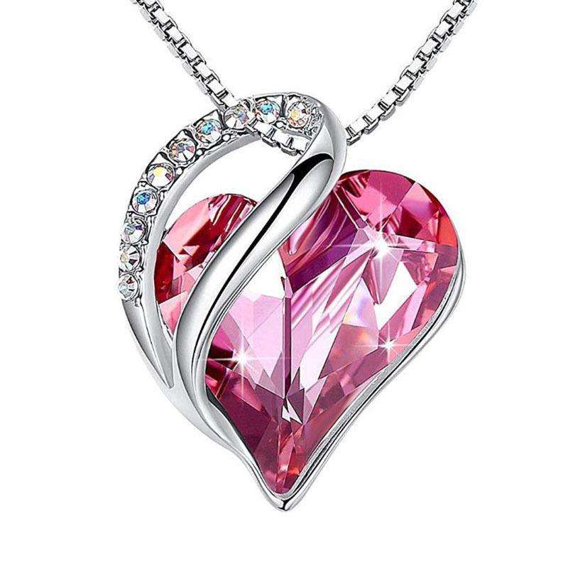 925 Sliver Heart Shaped Geometric Necklace Jewelry Women's - Minihomy