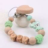 Baby soothing beech wood mouth chain clip - Minihomy