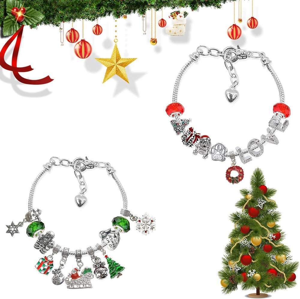 Christmas Advent 24 Countdown Calendar Gift Box Bracelet Set - Minihomy