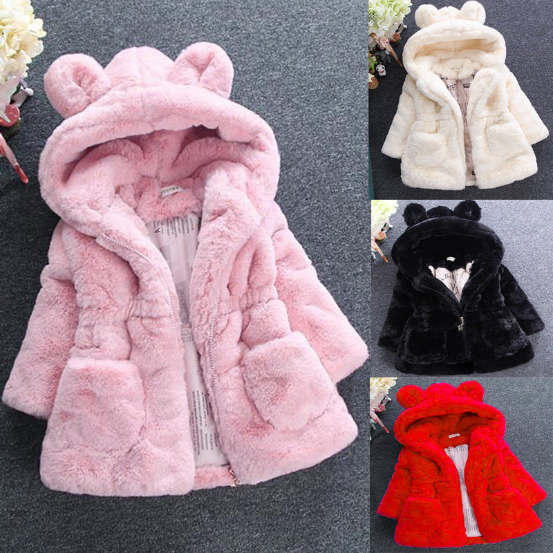 Baby girl coat wool sweater fur padded jacket - Minihomy