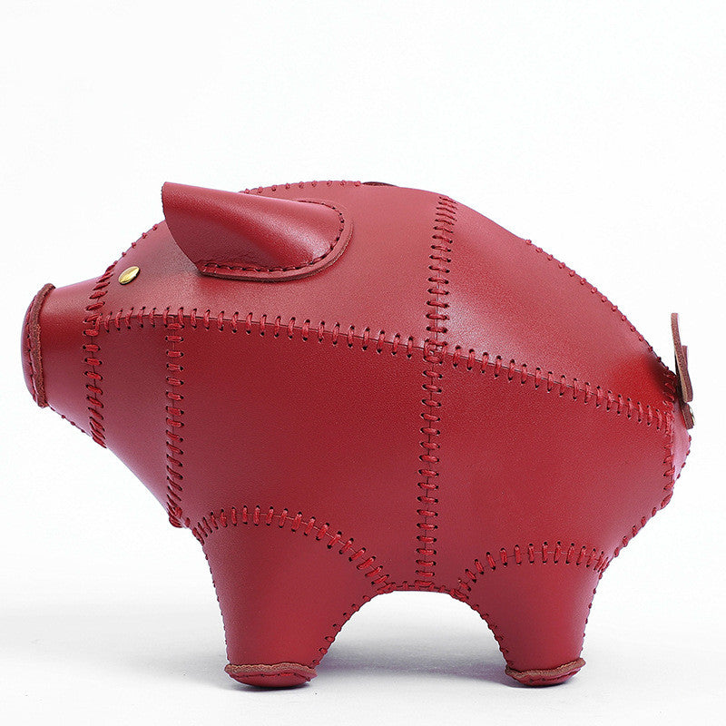 First Layer Cowhide Vintage Handmade Animal Piggy Bank - Minihomy