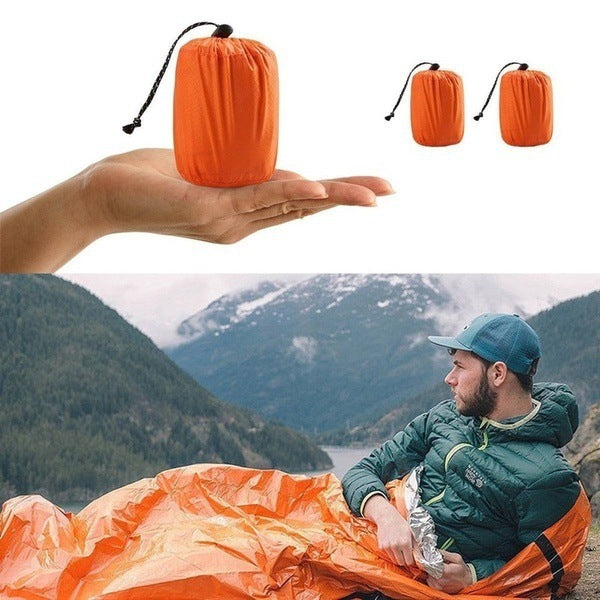 Emergency Sleeping Bag Aluminized Orange Outdoor - Minihomy