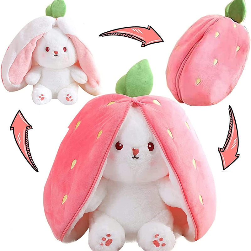 Fruit Transfigured Bunny Plush Toy Cute Carrot Strawberry Turn Into Rabbit Plush Toy