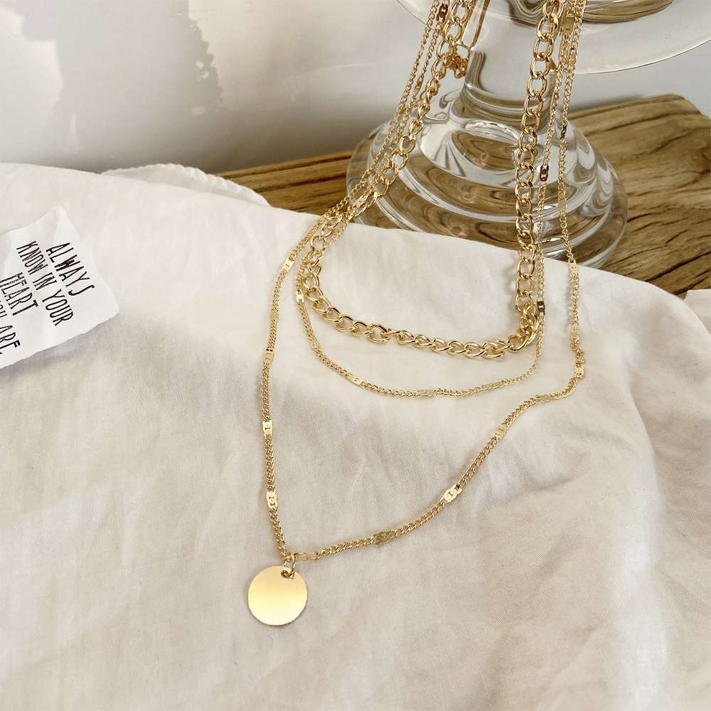 Fashionable Personality Small Disc Pendant Multi-Layer Necklace - Minihomy