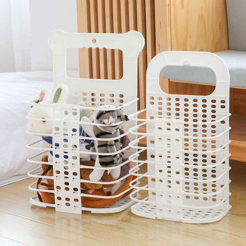 Foldable Laundry Storage Basket With Handle Dirty Cloth Toy Standing Organizer Basket