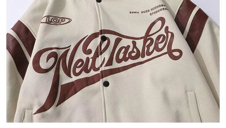 Baseball Uniform Jacket Loose Letters Men And Women Couple Jackets - Minihomy