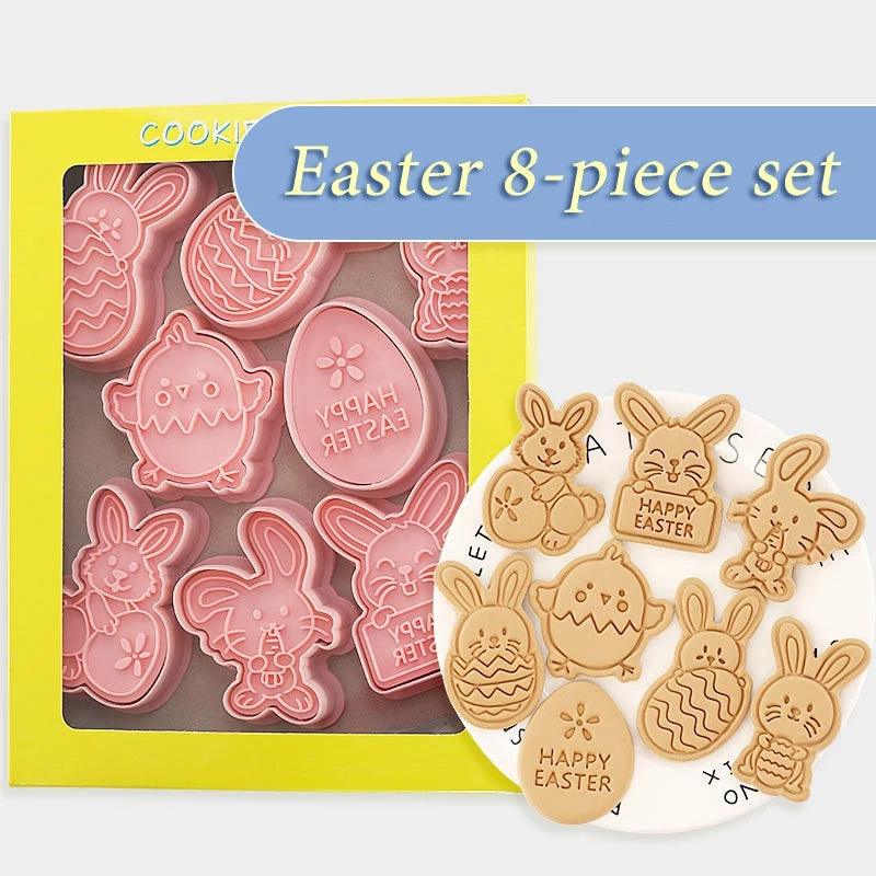 Easter Cookie Mold Cartoon Bunny Easter Egg Cookie Press - Minihomy