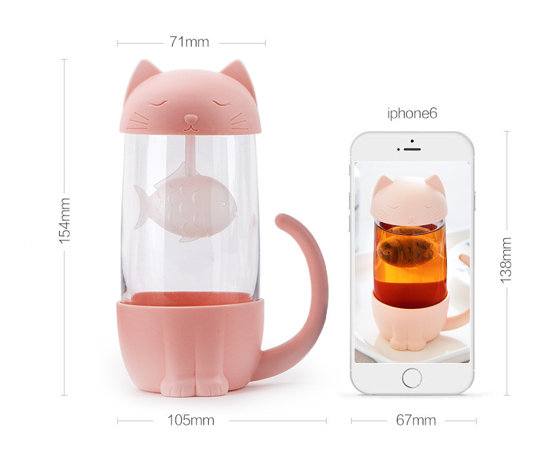 Cute Office Cat Tea Separate Water Cup - Minihomy