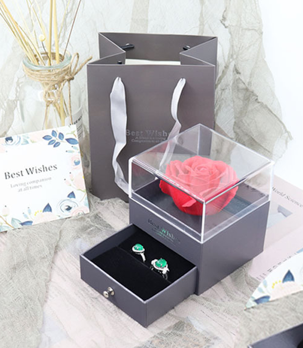 Eternal flower gift box Earring Necklace Pendant box couple ring box - Minihomy