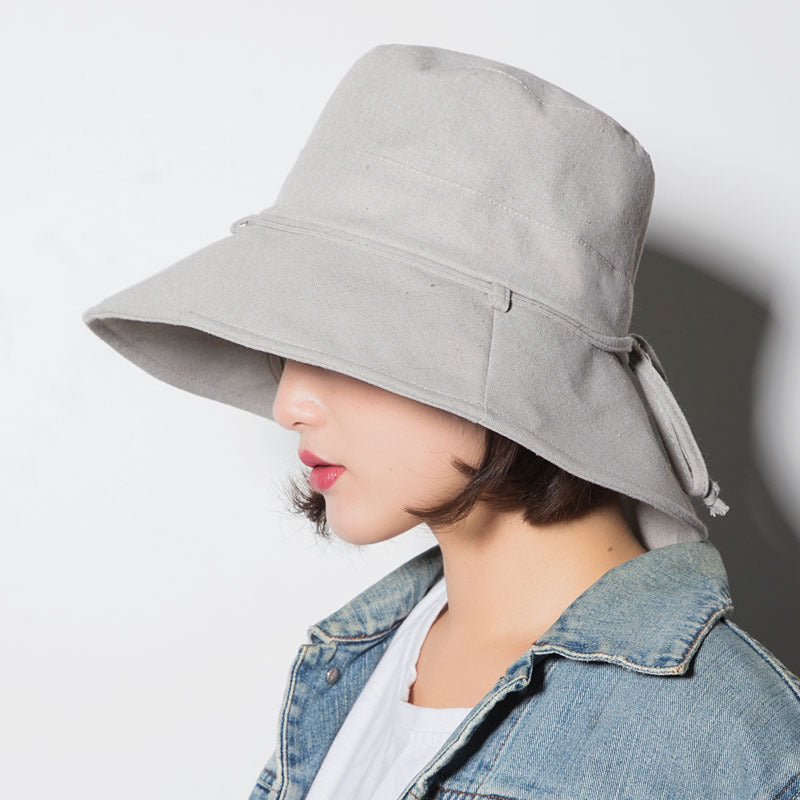 Solid Color Cotton And Linen Fisherman Hat Basin Hat Folding Hat Women