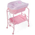 Folding Baby Changing Table with Bathtub and 4 Universal Wheels-Pink - Color: Pink - Minihomy