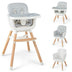 6-in-1 Convertible Baby High Chair with Adjustable Legs-Gray - Color: Gray - Minihomy