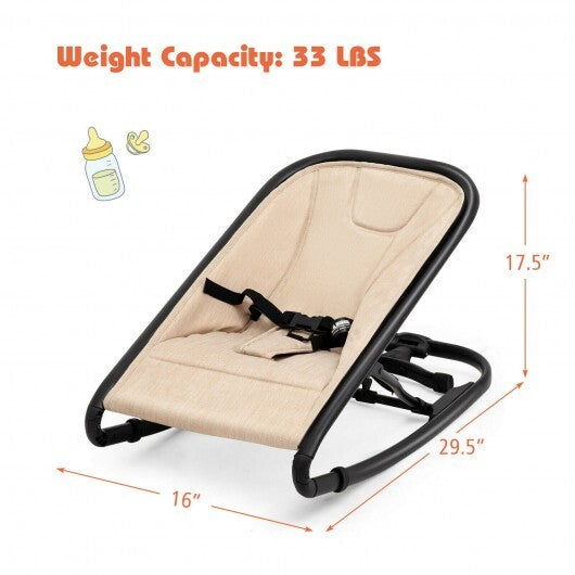 2-in-1 Adjustable Baby Bouncer and Rocker-Beige - Color: Beige - Minihomy