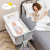 Baby Bed Side Crib Portable Adjustable Infant Travel Sleeper Bassinet-Gray - Color: Gray - Minihomy