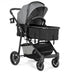 2-in-1 Foldable Pushchair Newborn Infant Baby Stroller-Gray - Color: Gray - Minihomy