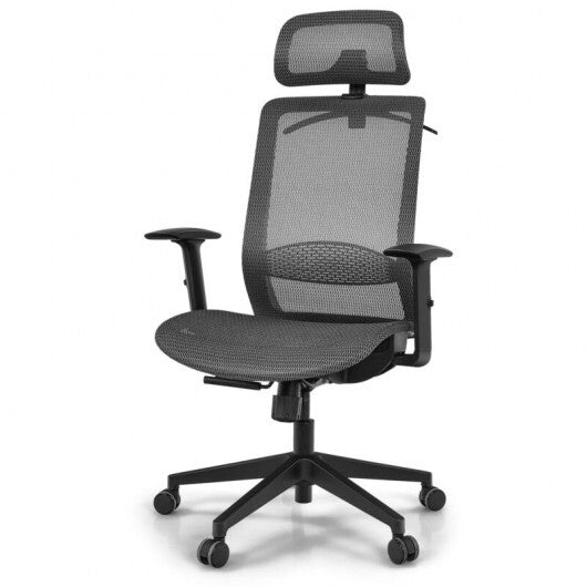 Height Adjustable Ergonomic High Back Mesh Office Chair with Hange-Gray - Color: Gray - Minihomy