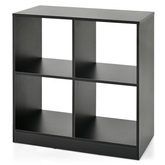 4-Cube Kids Bookcase with Open Shelves-Black - Color: Black