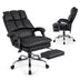 Ergonomic Adjustable Swivel Office Chair with Retractable Footrest-Black - Color: Black - Minihomy