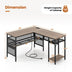 L-Shaped Computer Desk with Charging Station and Adjustable Shelf-Gray - Color: Gray - Minihomy