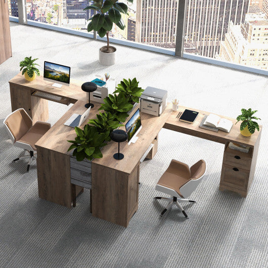 66 Inch L-Shaped Computer Desk-Oak - Color: Oak - Minihomy