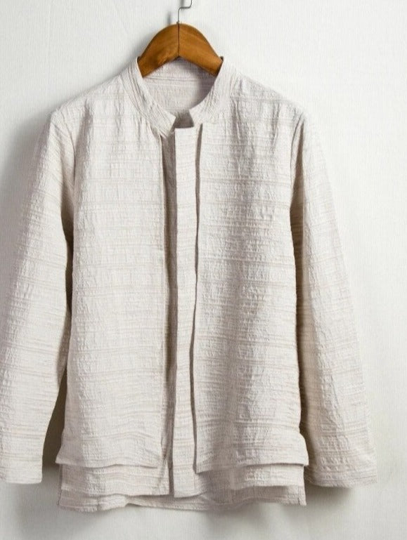 Linen long-sleeved shirt men's Chinese style men's cotton and linen shirt - Minihomy