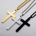 Korean Christian single smooth titanium Cross Necklace Pendant with chain stainless steel men's jewelry - Minihomy