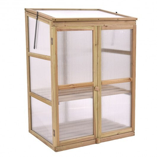 30 x 22 x 43 Inch Garden Portable Wooden Greenhouse - Color: Gray - Minihomy