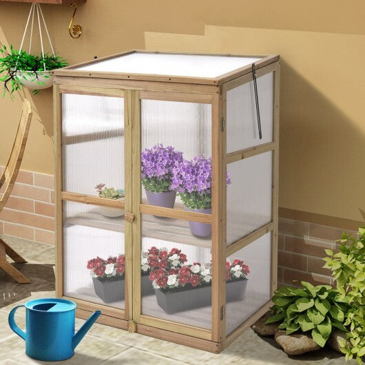 30 x 22 x 43 Inch Garden Portable Wooden Greenhouse - Color: Gray - Minihomy