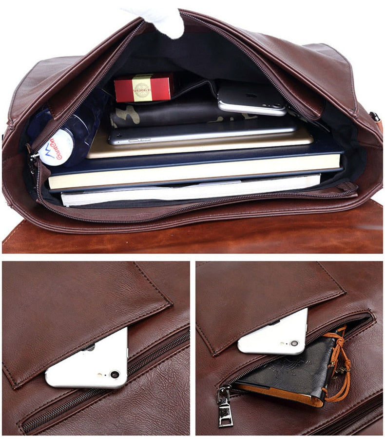 Leather Business Handbag Laptop Briefcases for Men - Minihomy