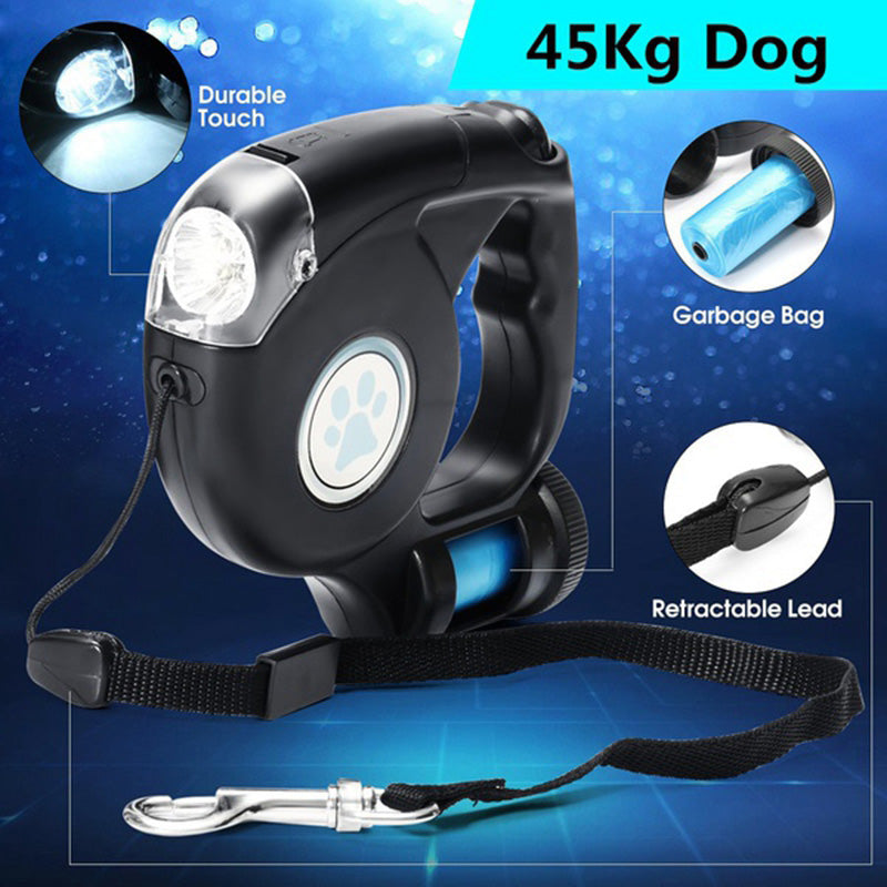 Three-in-one Retractable Dog Leash With Flashlight - Minihomy