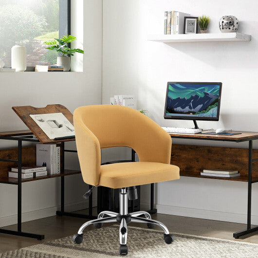 Upholstered Swivel Office Chair with Hollow Out Back - Color: Yellow