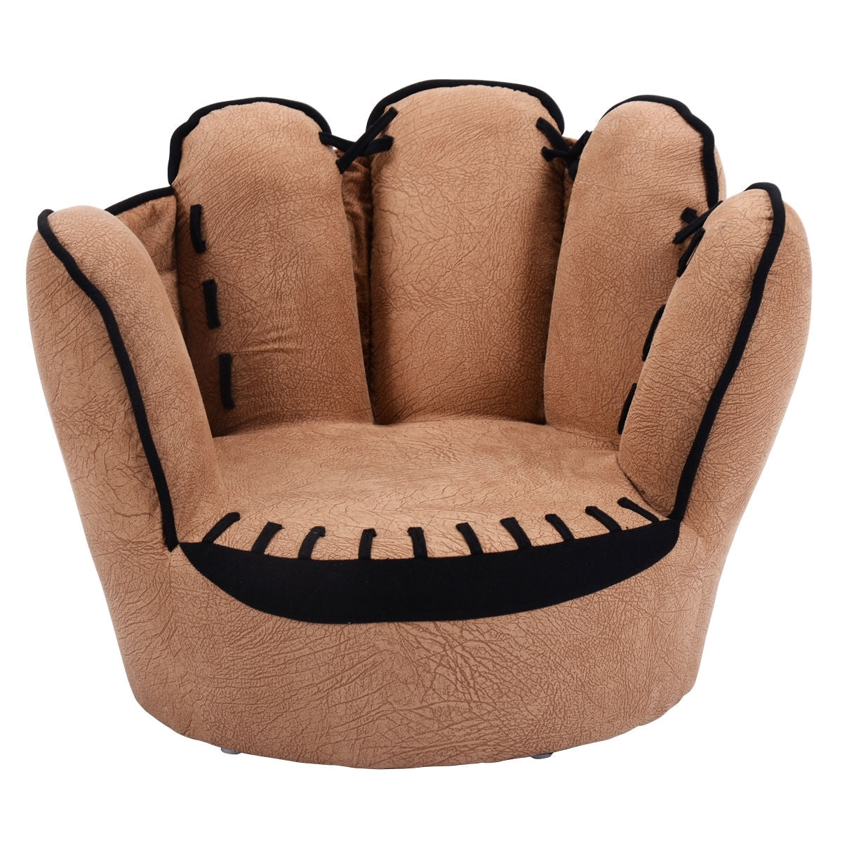 Household Five Fingers Baseball Glove Shaped Kids Leisure Upholstered Sofa - Color: Brown - Minihomy