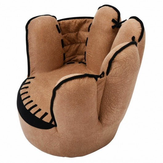 Household Five Fingers Baseball Glove Shaped Kids Leisure Upholstered Sofa - Color: Brown - Minihomy