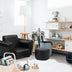 Black Kids Single Armrest Couch Sofa with Ottoman - Color: Black - Minihomy