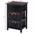 3 Tiers Wooden Storage Nightstand with 2 Baskets and 1 Drawer-black - Minihomy