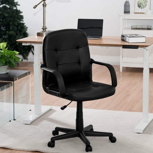 Ergonomic Office Chair with 360-degree Wheels - Color: Black - Minihomy